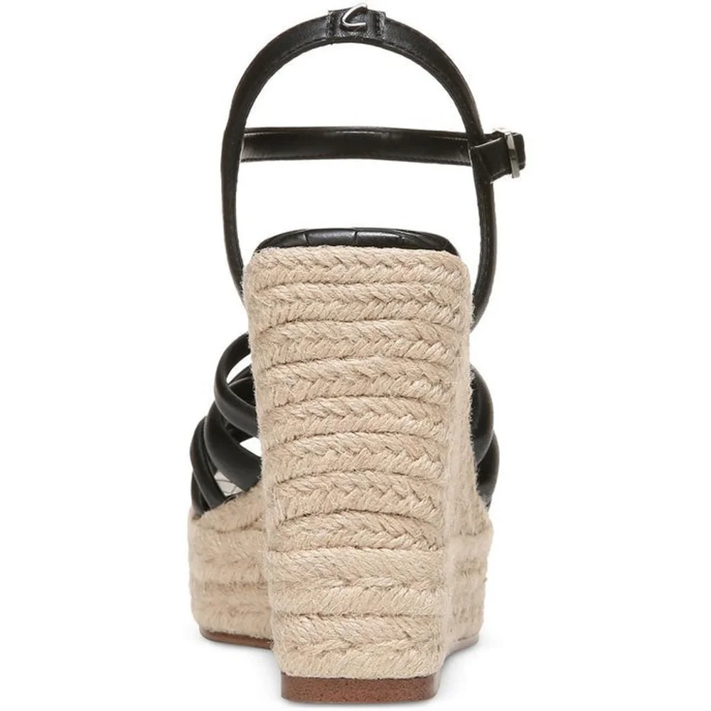 Circus NY By Sam Edelman Women Strappy Espadrille Wedge Sandal 9.5 Black Crocs - Picture 4 of 12